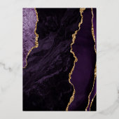 Modern Paars goudgedag marmer Wedding Folie Uitnodiging (Achterkant)