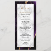 Modern Paars goudgedag marmer Wedding Menu (Voorkant)