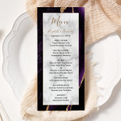 Modern Paars goudgedag marmer Wedding Menu