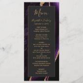 Modern Paars goudgrijs huwelijk Menu (Voorkant)