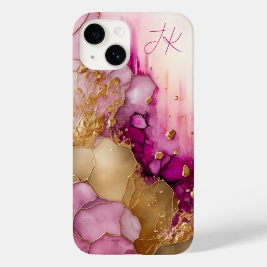 Modern Paars goudmarmer monogram op maat Case-Mate iPhone Case (Achterkant)