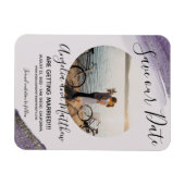 Modern Paars grijs Glitter Spark Save T Date Foto Magneet (Horizontaal)