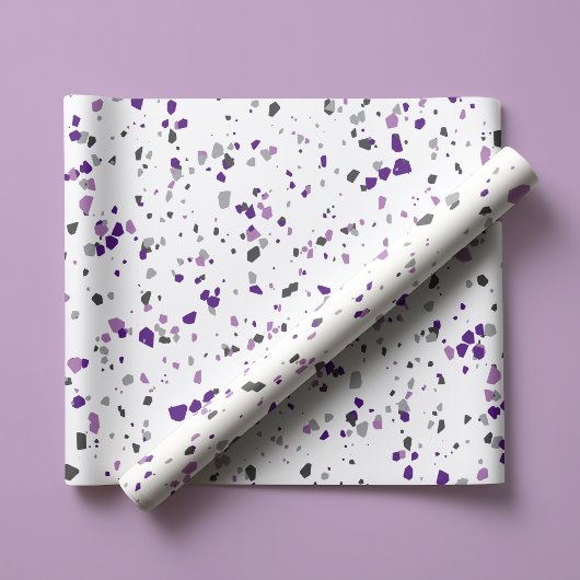 Modern Paars Grijs Terrazzo Patroon Cadeaupapier