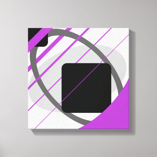Modern Paars Grijs Zwart Off-Wit Ingepakt Canvas Afdruk (Voorkant)