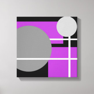 Modern Paars Grijs Zwart Wit - Canvas met Spandraa Afdruk
