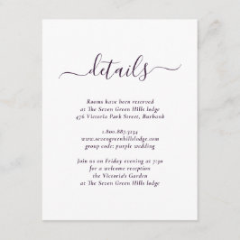 Modern Paars huwelijk Informatiekaartje