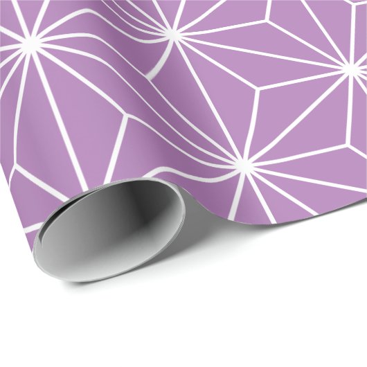 Modern Paars Japans geometrisch patroon Cadeaupapier (Rol Hoek)