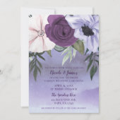Modern Paars lavender Floral Waterverf Wedding Kaart (Voorkant)