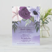 Modern Paars lavender Floral Waterverf Wedding Kaart (Staand voorkant)