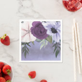 Modern Paars lavender Floral Waterverf Wedding Servet (Insitu)