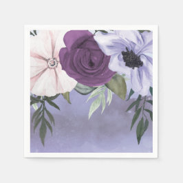 Modern Paars lavender Floral Waterverf Wedding Servet