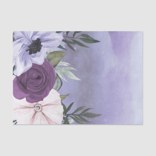 Modern Paars lavender Floral Waterverf Wedding Tissuepapier (Voorkant)