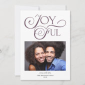 Modern Paars Mauve Pattern Joyful Kerstfoto Feestdagenkaart (Voorkant)