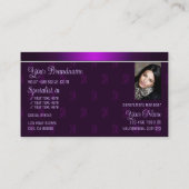 Modern Paars met foto- en chic-monogram patroon Visitekaartje (Achterkant)