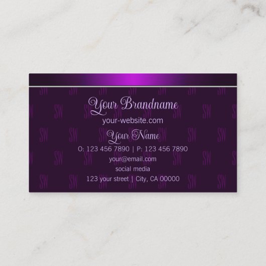 Modern Paars met Monogram Professional Stijlvol Visitekaartje (Achterkant)
