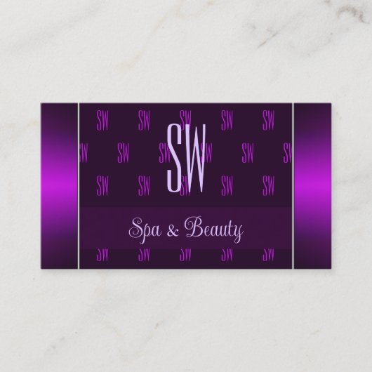 Modern Paars met Monogram Professional Stijlvol Visitekaartje (Voorkant)