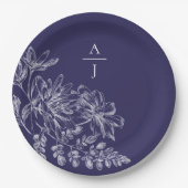 Modern Paars monogram - Bord Floral paper (Voorkant)