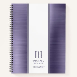 Modern Paars Monogram Zakelijk Notitieboek