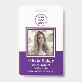 Modern Paars Pasfoto Bedrijfslogo Werknemer Badge