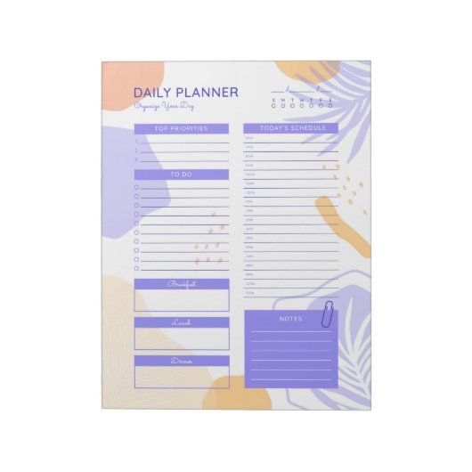 Modern Paars-Peach Daily Planner Notitieblok (Linkerzijde)