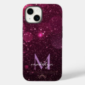 Modern Paars Roos Gold Glitter met monogram Case-Mate iPhone Case (Achterkant)