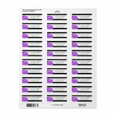 Modern Paars Roos zwart-wit, gestreept Etiket (Full Sheet)