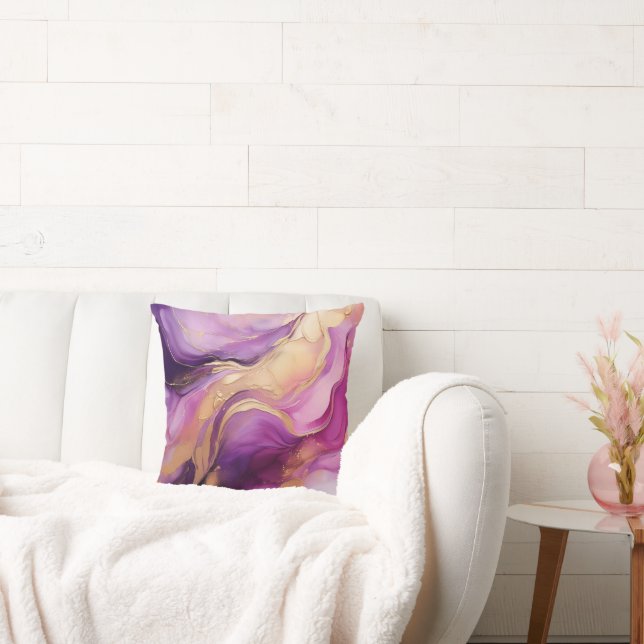 Modern Paars Roze en Goud- Kussen (Bank)