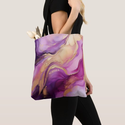 Modern Paars Roze en Goud- Tote Bag (Dichtbij)