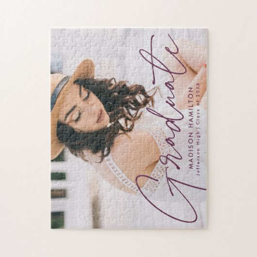 Modern Paars script Afstuderen foto's Legpuzzel (Verticaal)