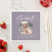 Modern paars script foto elegant afstuderen dan servet (Insitu)