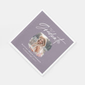 Modern paars script foto elegant afstuderen dan servet (Hoek)