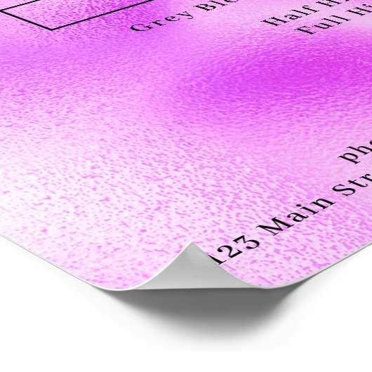 Modern Paars Simpel Salon Price List Poster (Hoek)