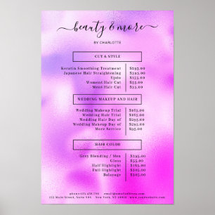 Modern Paars Simpel Salon Price List Poster