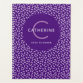 Modern Paars Sprinkle Pattern Monogram Name Plann Planner