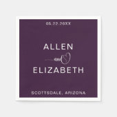 Modern Paars stijlvol persoonlijk huwelijk Servet (Voorkant)