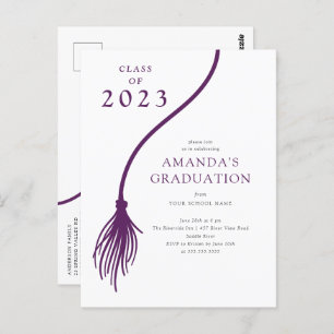 Modern Paars Tassel Graduation Party Briefkaart