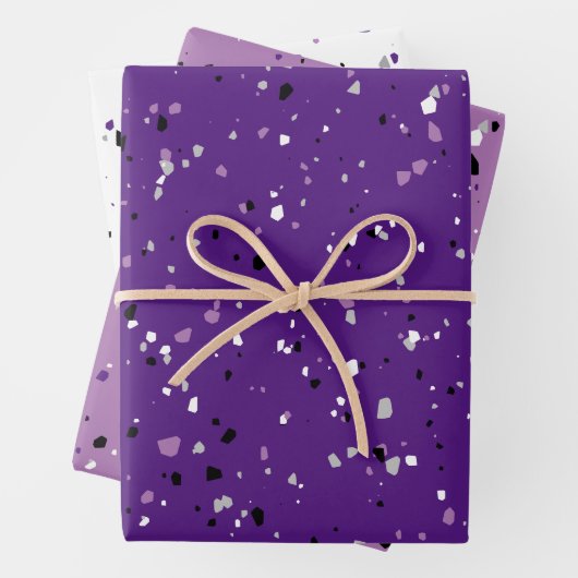 Modern Paars Terrazzo Pattern Inpakpapier Vel (In situ)