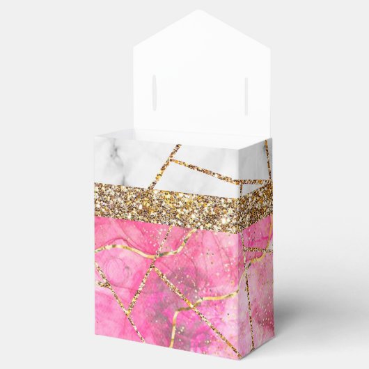 Modern Paars Violet Gold Agate Geode Monogram Fav Bedankdoosjes (Geopend)