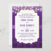 Modern Paars Violet Roos Flowers Elegant Wedding Kaart (Voorkant)