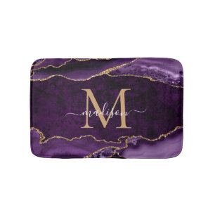 Modern Paars VioletGold Agate Geode Chic Monogram Badmat
