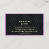 Modern Paars Visitekaartje met Damask (Achterkant)