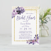 Modern Paars Vrijgezellenfeest van Floral Gold Lij Kaart (Staand voorkant)