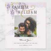 Modern Paars Wisteria Floral Lace Wedding Wijn Etiket (Enkel label)