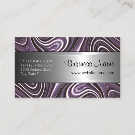 Modern Paars wit 3D vloeibaar zwempatroon Visitekaartje (Achterkant)