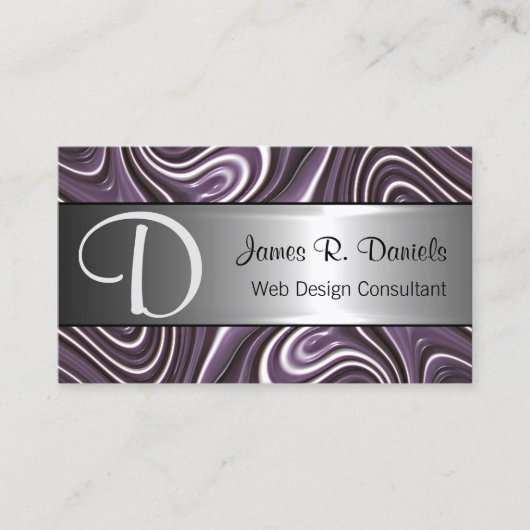 Modern Paars wit 3D vloeibaar zwempatroon Visitekaartje (Voorkant)