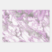 Modern Paars, wit en zilver marmer Inpakpapier Vel (Voorkant 3)
