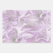 Modern Paars, wit en zilver marmer Inpakpapier Vel (Voorkant 2)