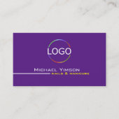 Modern Paars Wit met Logo en Foto Professional Visitekaartje (Voorkant)