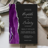 Modern Paars zilver Agate Dark Wedding Kaart