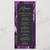 Modern Paars zilver Agate Dark Wedding Menu (Voorkant)